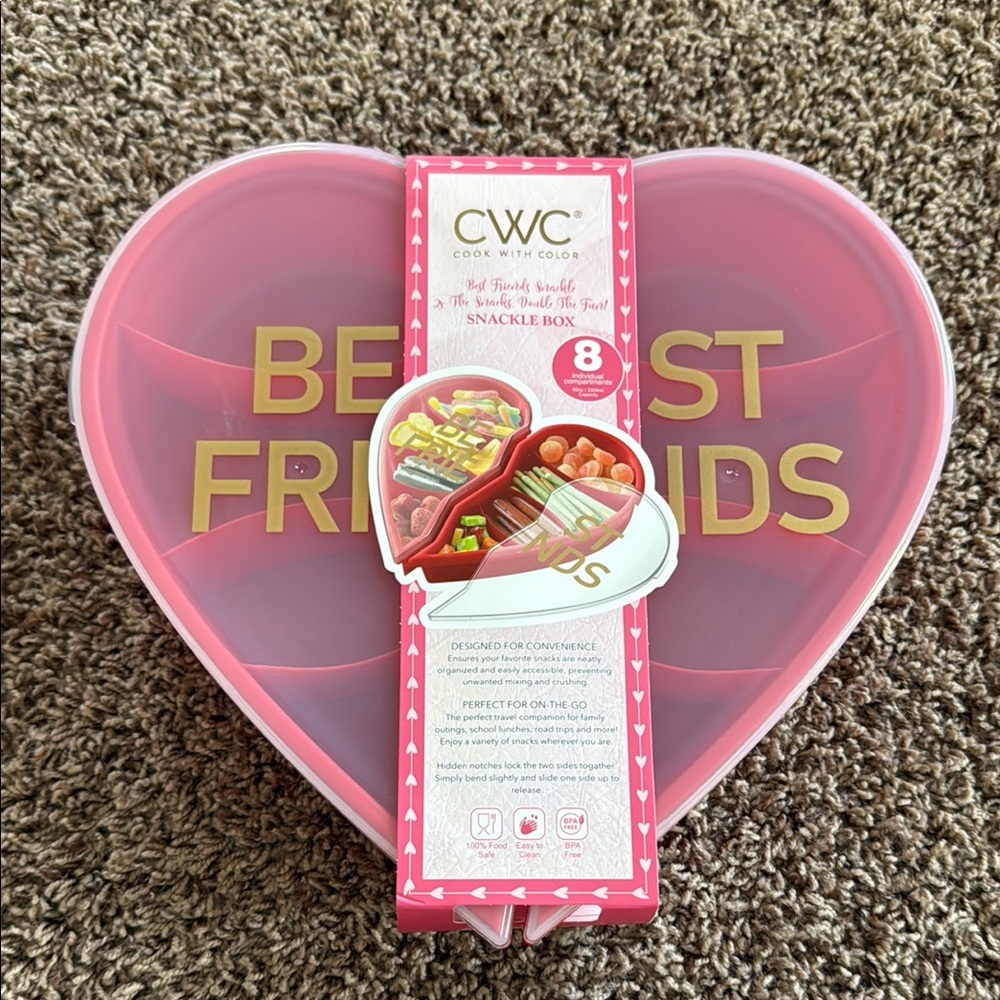 CWC Heart-Shaped Red Best Friends Snack Box - Picture 1 of 2